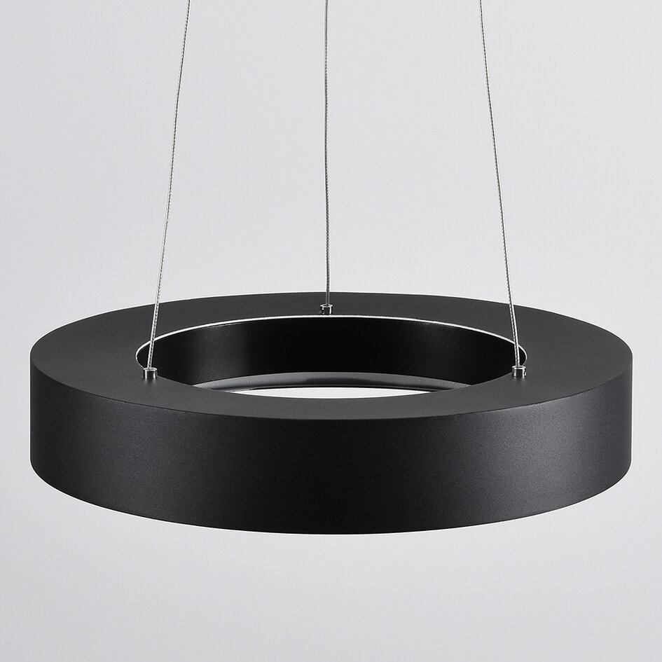 Suspension moderne Roundy en métal noir mat