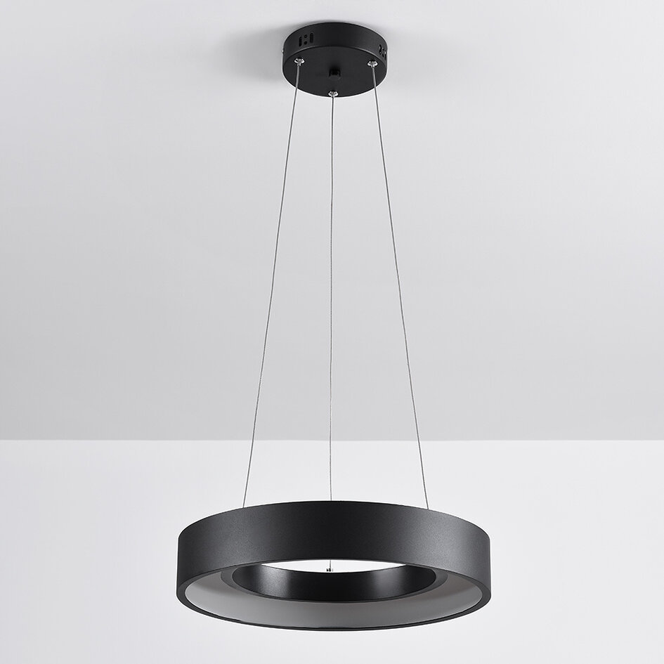 Suspension moderne Roundy en métal noir mat