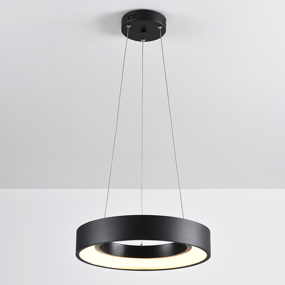 Lampe suspendue moderne en métal noir - Roundy (lampe intégrée)