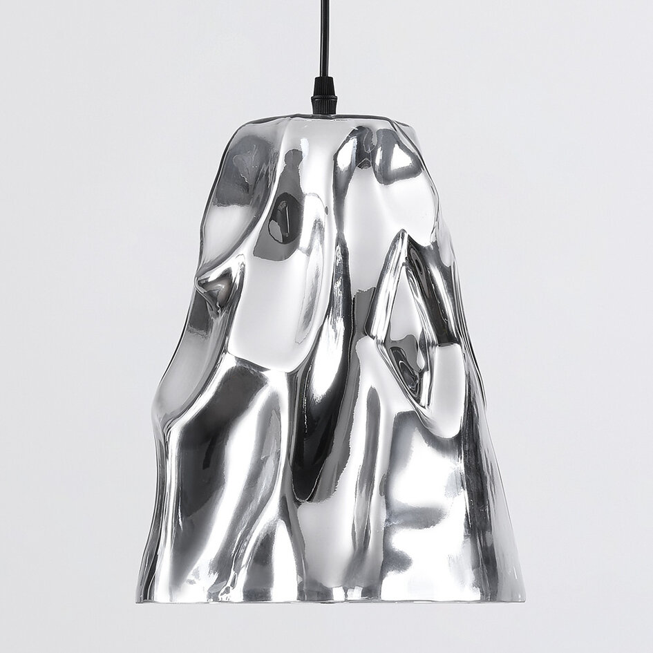 Suspension design Napoli en verre chromé ondulé