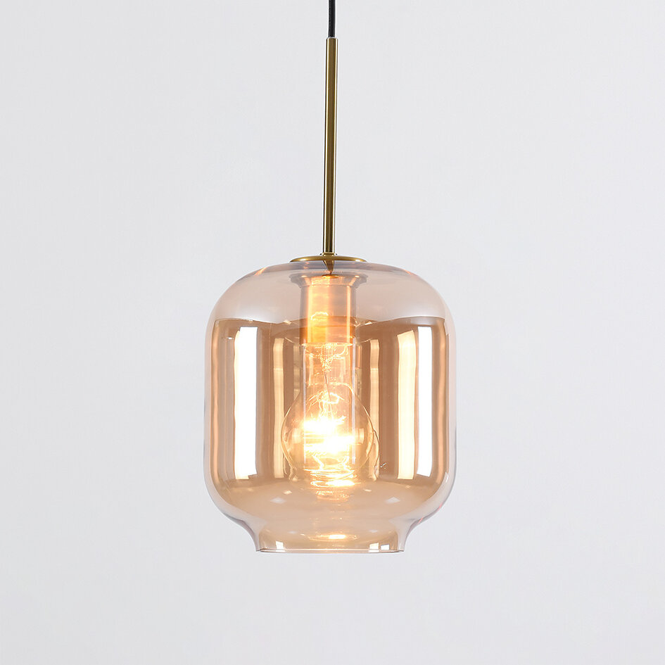 Suspension design Venice - verre ambré et or