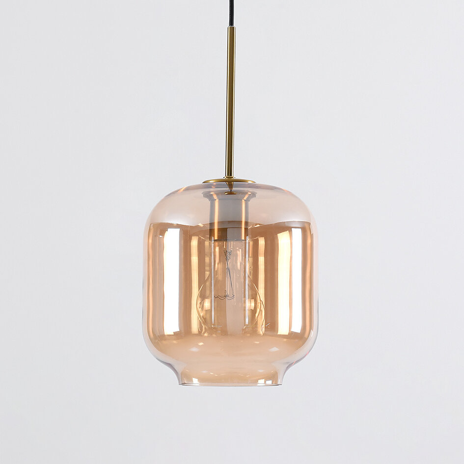 Suspension design Venice - verre ambré et or