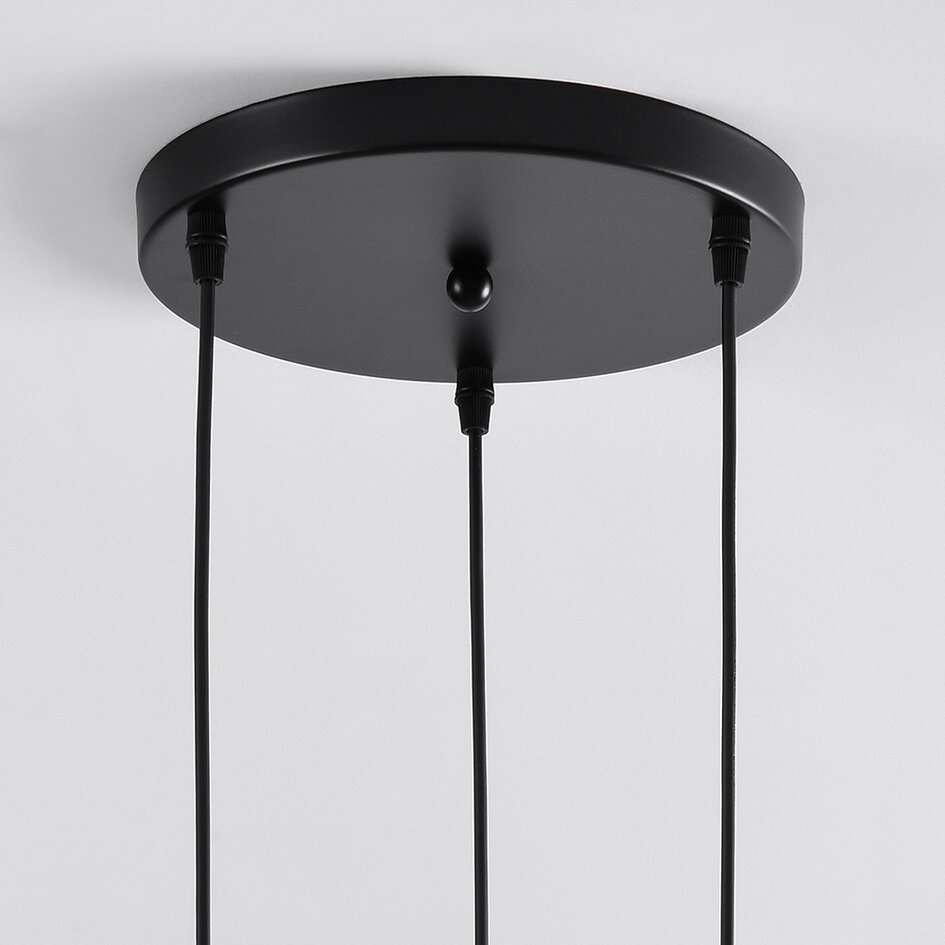 Suspension Kensi 3 lumières en verre ambré
