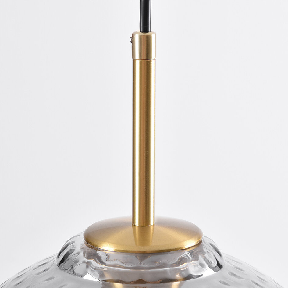 Suspension Johnny en verre nervuré - fumé