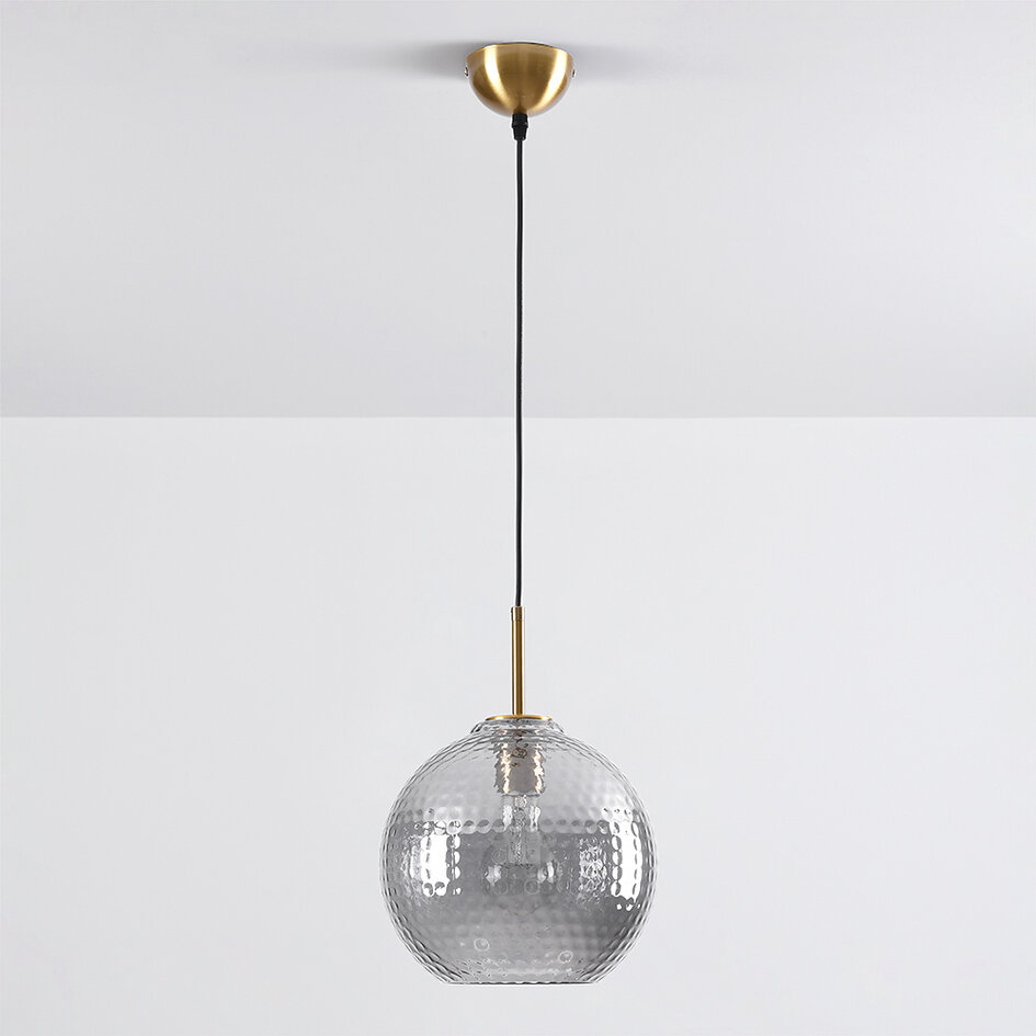 Suspension Johnny en verre nervuré - fumé