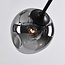 Suspension design 7 lumières en noir avec verre fumé - Phaedra