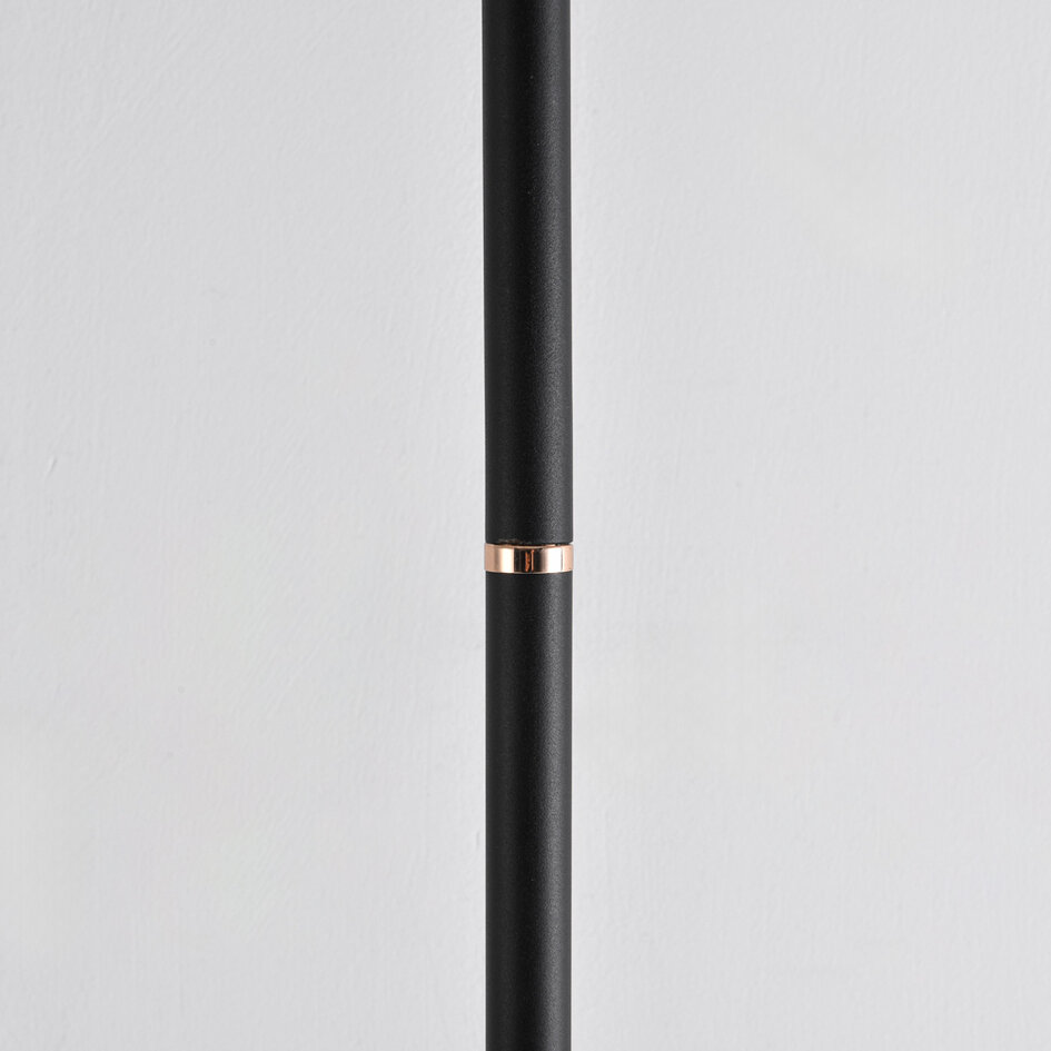 Lampadaire noir Kisho avec 2 spots - détails dorés