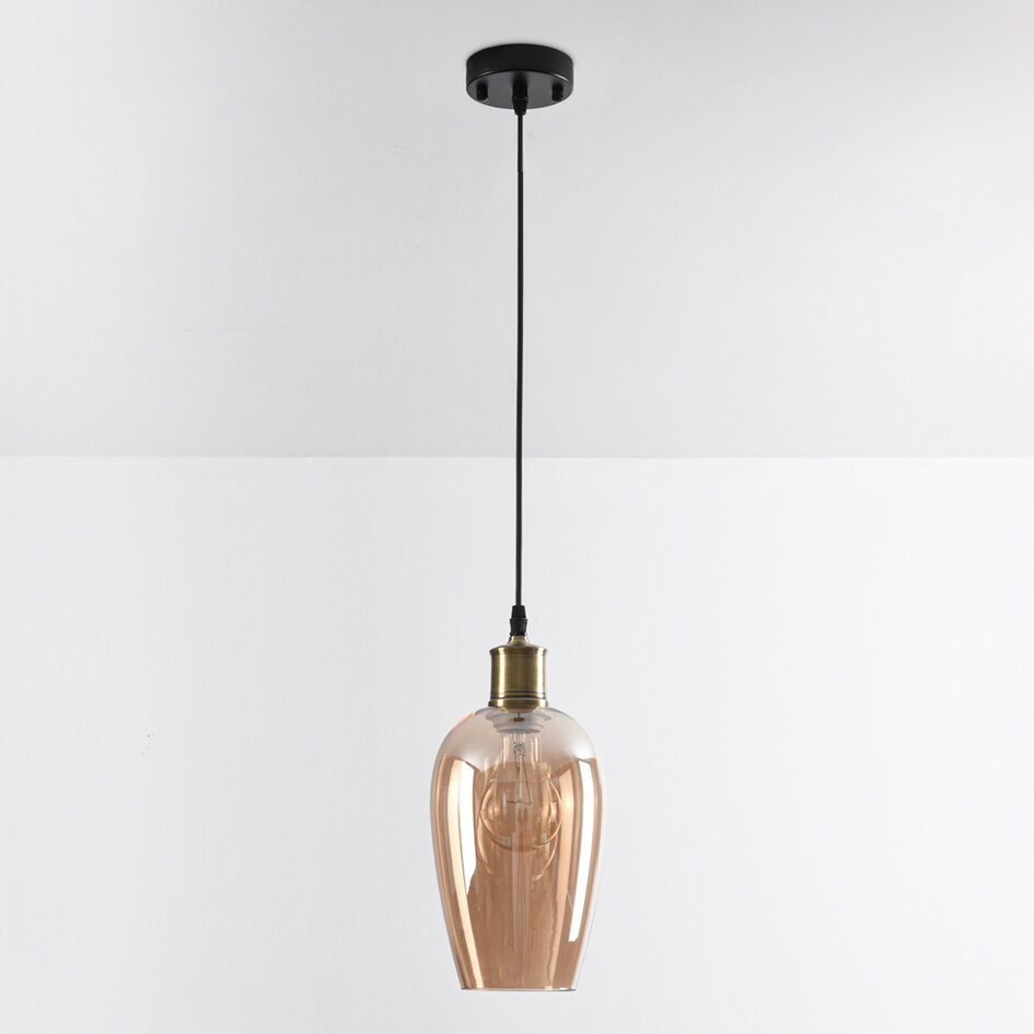 Lampe suspendue à 1 lumière Verona amber - verre plat oblong