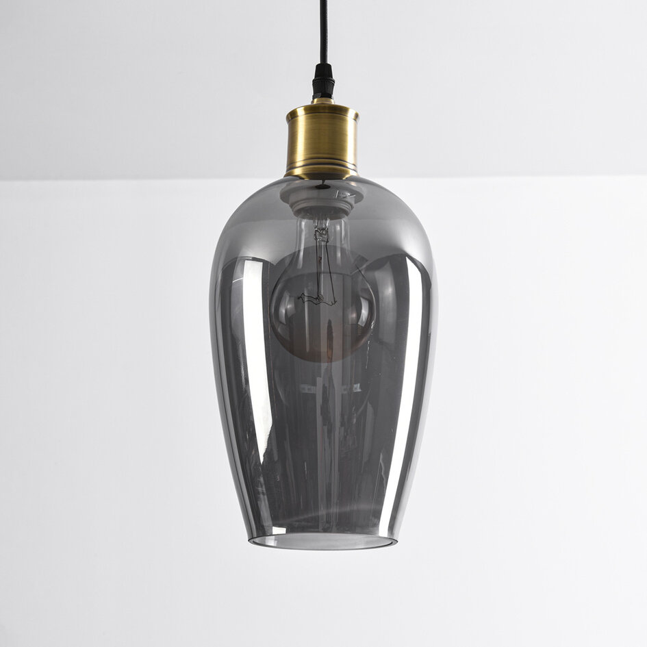 Suspension Verona fumée 1 lumière - verre lisse allongé