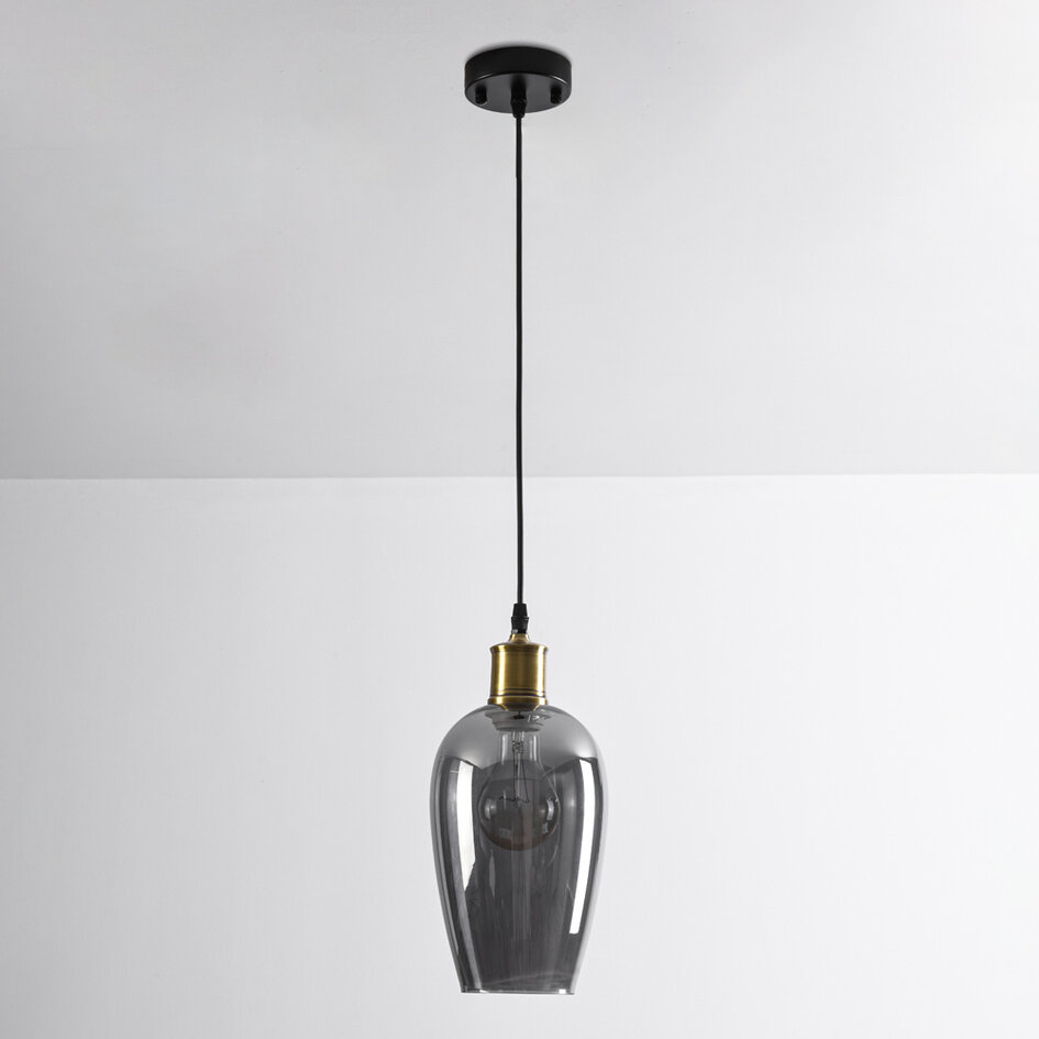 Suspension Verona fumée 1 lumière - verre lisse allongé