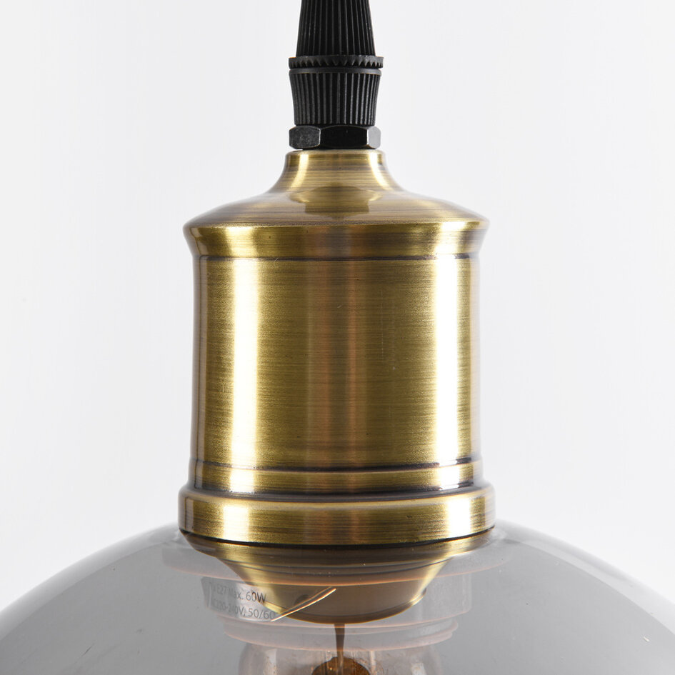 Suspension 1 lumière Verona effet miroir fumé - verre rond