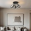 Plafonnier contemporain Amora noir avec verre fumé, 5 lumières