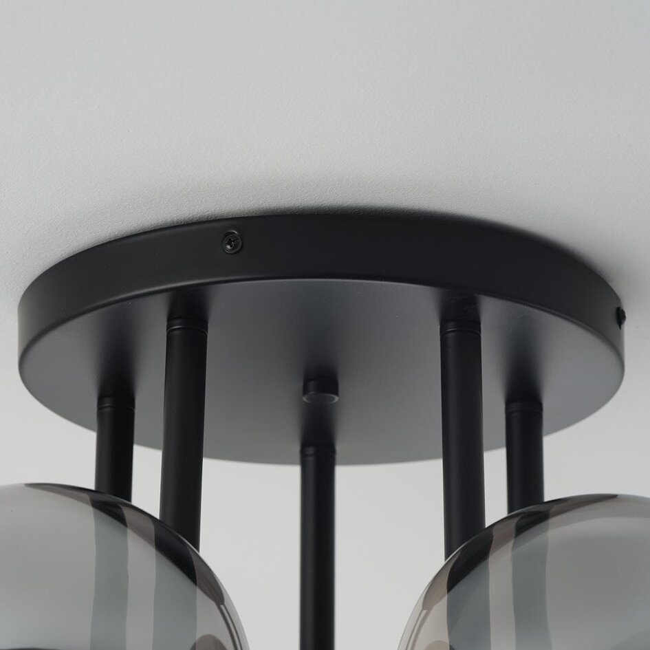Plafonnier Amora 5 lumières - noir et verre fumé