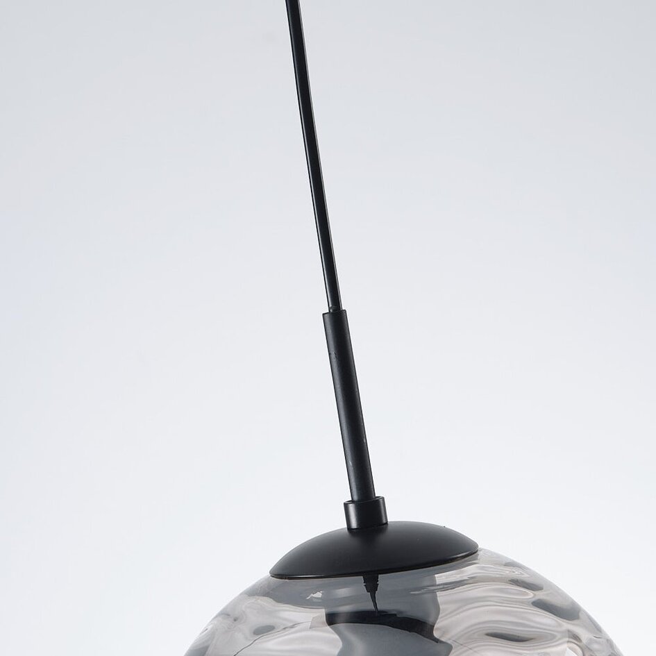 Lampe suspendue moderne noire avec verre fumé ondulé 3D, 3 lumières - Carice