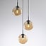 Suspension Eflin 3 lumières - noir et verre ambré