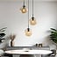 Suspension Eflin 3 lumières - noir et verre ambré