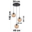 Lampe suspendue design noire avec verre ambré ondulé 3D, 3 lumières - Eflin