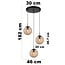 Suspension Eflin 3 lumières - noir et verre ambré