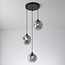 Lampe suspendue en verre fumé de forme organique, 3 lumières - Fajah