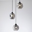 Suspension Fajah 3 lumières - noir et verre fumé
