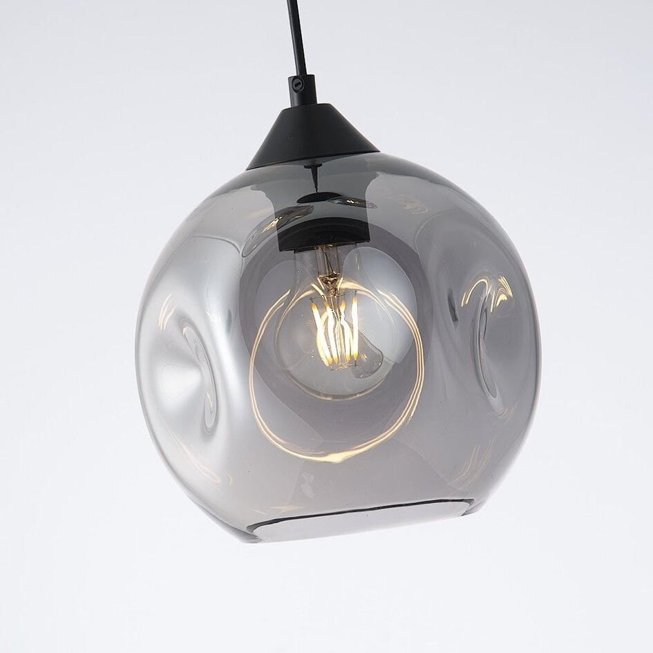 Suspension Fajah 3 lumières - noir et verre fumé