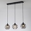 Suspension Fayen 3 lumières - noir et verre fumé