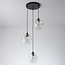 Lampe suspendue design Fajah noir avec verre nacré de forme organique, 3 lumières