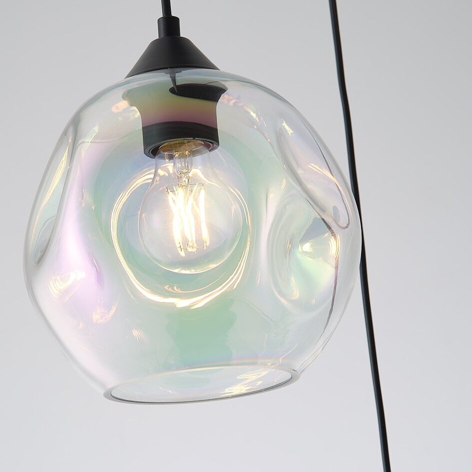 Suspension Fajah 3 lumières - noir et verre nacré