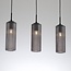 Suspension Giove 3 lumières - noir et verre fumé nervuré