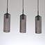 Suspension Giove 3 lumières - noir et verre fumé nervuré