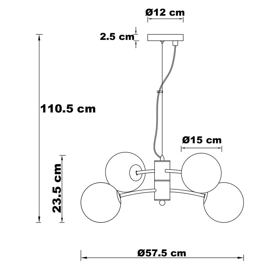 Lampe suspendue Firenze avec verre ambré, 4 lumières