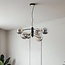 Suspension Murano 6 lumières - noir et verre fumé