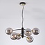 Suspension Murano 6 lumières - noir et verre fumé