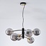 Suspension Murano 6 lumières - noir et verre fumé