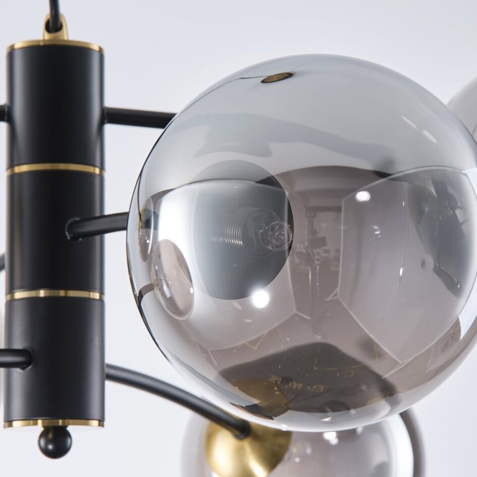 Lampe pendante Murano en verre fumé, 6 lumières