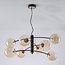Lampe suspendue noire Torino avec verre ambré, 8 lumières