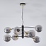 Suspension Torino 8 lumières - noir et verre fumé