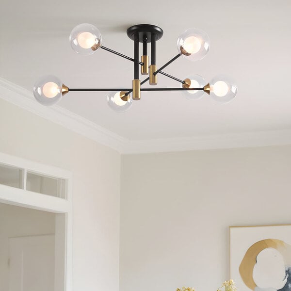 Plafonnier design 6 lumières Aura - noir et doré