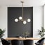 Suspension design 4 lumières Asun - doré et verre blanc laiteux