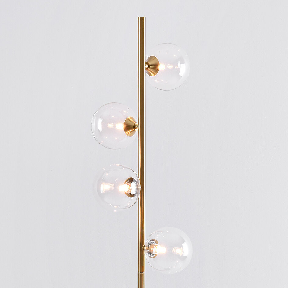 Lampadaire 4 lumières or avec verre transparent - Pippa