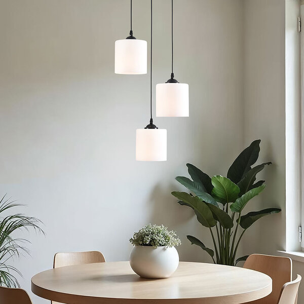 Suspension 3 lumières avec verre blanc laiteux - Kezia