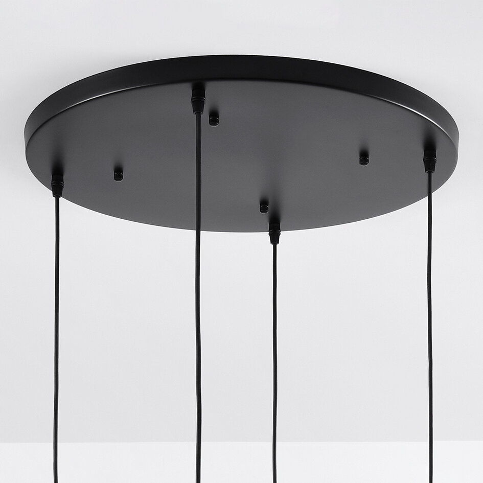 Suspension Kevin à 4 lumières avec verre ondulé