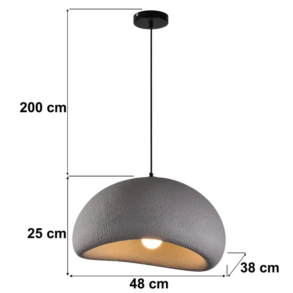 Suspension Wabi Sabi Urban Stone avec motif pierre gris - 48 cm