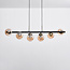 Suspension design 6 lumières Guadeloupe - noir et verre ambré