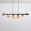 Suspension design 6 lumières Guadeloupe - noir et verre ambré