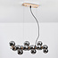 Suspension Sunita 16 lumières en verre fumé à effet miroir - doré