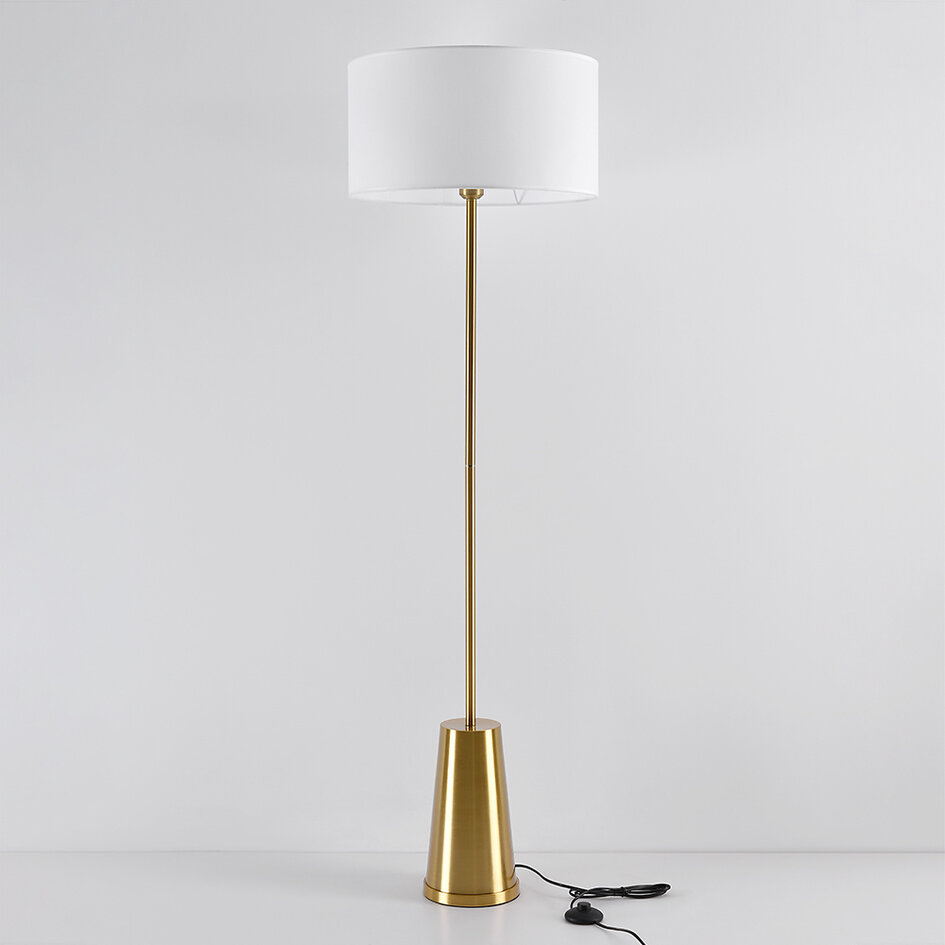 Lampadaire Valya - or avec abat-jour en tissu