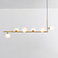 Suspension design Marcus 6 lumières en L en verre opalin