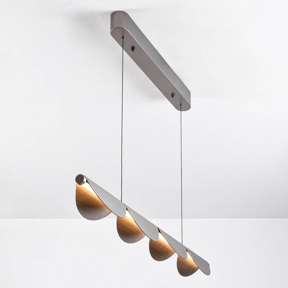 Suspension design Mirai à intensité variable - gris brossé avec LED intégrée