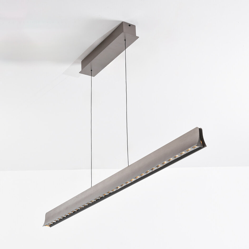 Suspension Miyo à intensité variable - gris brossé avec LED intégrée